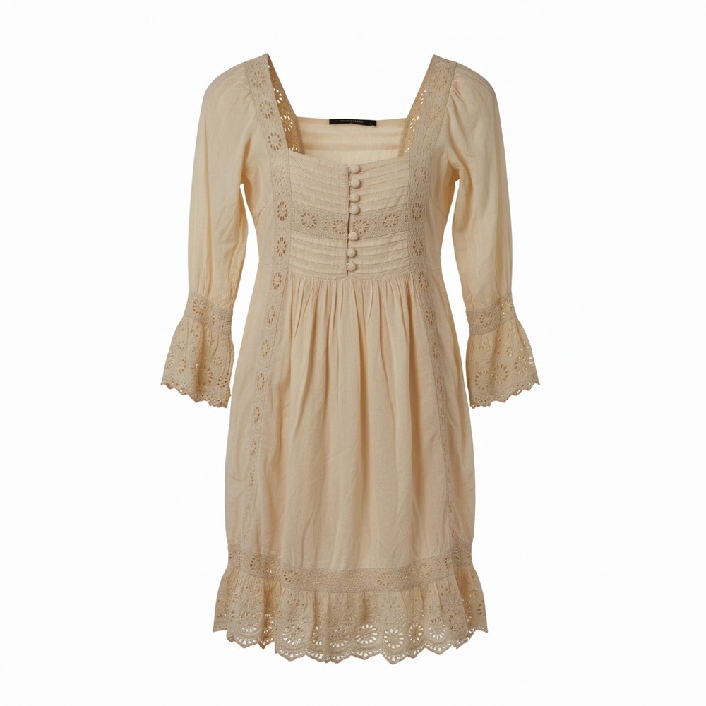 Desert Rose cream eyelet boho dress, medium